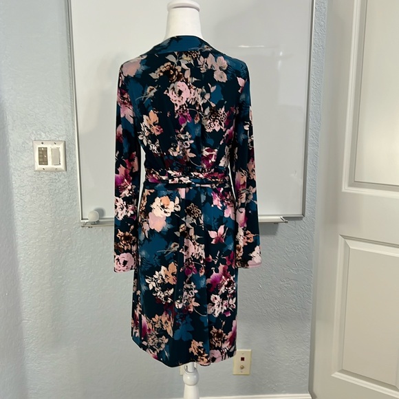 Thalia Blue Pink Floral Wrap Dress L - Picture 4 of 10